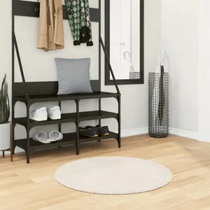 vidaXL Tapis ISTAN à poils longs aspect brillant crème Ø 80 cm pas cher