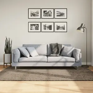 vidaXL Tapis ISTAN à poils longs aspect brillant gris 140x200 cm pas cher