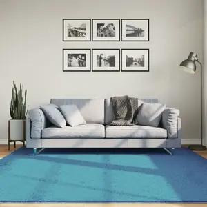 vidaXL Tapis OVIEDO à poils courts turquoise 200x200 cm pas cher