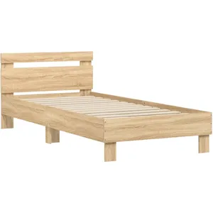 vidaXL Cadre de lit avec tête de lit chêne sonoma 75x190 cm pas cher