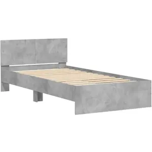 vidaXL Cadre de lit avec tête de lit gris béton 100x200 cm pas cher