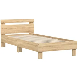 Comparateur de prix : vidaXL Cadre de lit tête de lit chêne sonoma 90x190 cm bois ingénierie