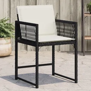 vidaXL Chaises de jardin lot de 4 avec coussins noir résine tressée pas cher