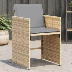 vidaXL Chaises de jardin avec coussins lot de 4 mélange beige pas cher