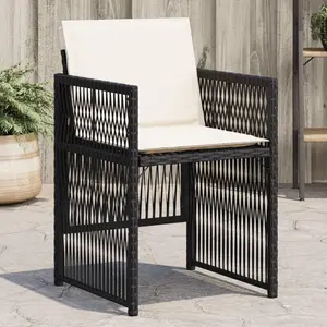 vidaXL Chaises de jardin lot de 4 avec coussins noir résine tressée pas cher