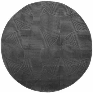 vidaXL Tapis IZA poils courts style scandinave anthracite Ø 80 cm pas cher