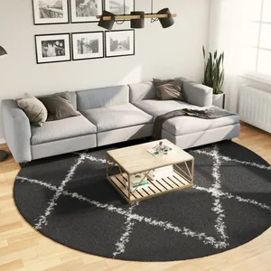 Comparateur de prix : vidaXL Tapis shaggy à poils longs moderne noir et crème Ø 280 cm