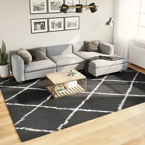 Comparateur de prix : vidaXL Tapis shaggy à poils longs moderne noir et crème 240x340 cm