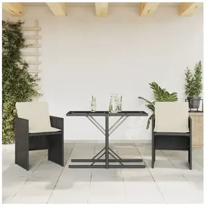 vidaXL Ensemble de bistro 3 pcs avec coussins noir résine tressée pas cher