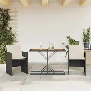 vidaXL Ensemble de bistro 3 pcs avec coussins noir résine tressée pas cher