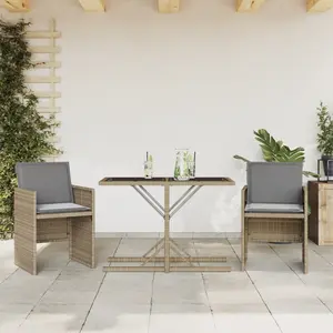 vidaXL Ensemble de bistro 3 pcs coussins mélange beige résine tressée pas cher