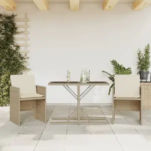 vidaXL Ensemble de bistro 3 pcs avec coussins beige résine tressée pas cher