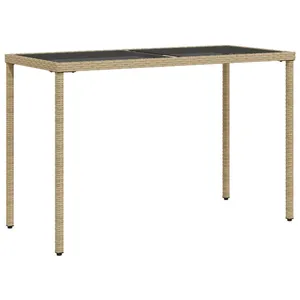 Comparateur de prix : vidaXL Table de jardin dessus en verre beige 115x54x74 cm poly rotin