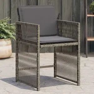 vidaXL Chaises de jardin avec coussins lot de 4 gris résine tressée pas cher