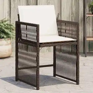 vidaXL Chaises de jardin avec coussins lot de 4 marron résine tressée pas cher