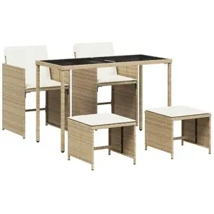 Comparateur de prix : vidaXL Ensemble à manger de jardin avec coussins 5pcs Beige poly rotin