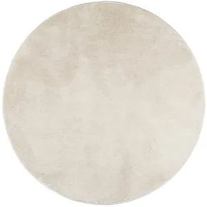 vidaXL Tapis OVIEDO à poils courts beige Ø 80 cm pas cher