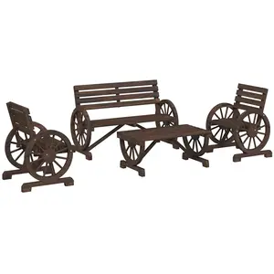 vidaXL Salon de jardin 4 pcs bois de sapin massif pas cher