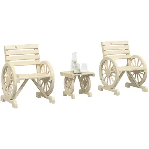 vidaXL Salon de jardin 3 pcs bois de sapin massif pas cher