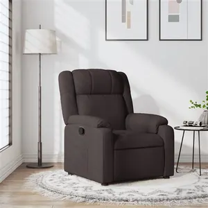 vidaXL Fauteuil inclinable Marron foncé Tissu pas cher