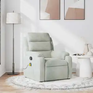 vidaXL Fauteuil de massage inclinable gris clair velours