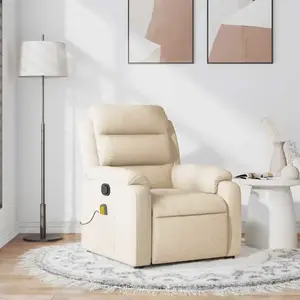 vidaXL Fauteuil de massage inclinable Crème Tissu pas cher