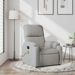vidaXL Fauteuil inclinable de massage gris clair tissu microfibre pas cher