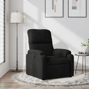 vidaXL Fauteuil inclinable noir tissu microfibre pas cher
