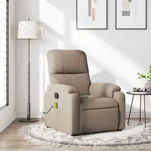 Comparateur de prix : vidaXL Fauteuil inclinable de massage taupe tissu microfibre