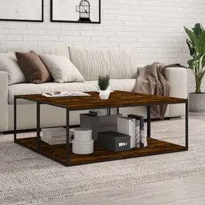 vidaXL Étagères murales 4pcs chêne fumé 100x50x1,5cm bois d'ingénierie pas cher