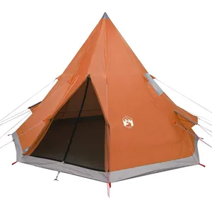 Comparateur de prix : vidaXL Vidaxl Tente De Camping Tipi 4 Personnes Gris Et Orange Imperméable