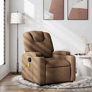 vidaXL Fauteuil de massage inclinable Marron Tissu pas cher