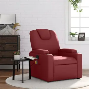 vidaXL Fauteuil de massage inclinable Rouge bordeaux Similicuir pas cher