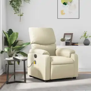 vidaXL Fauteuil inclinable de massage Crème Similicuir pas cher