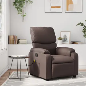 vidaXL Fauteuil de massage inclinable Marron Similicuir pas cher
