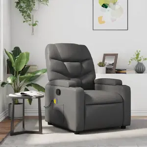 vidaXL Fauteuil de massage inclinable Gris Similicuir pas cher