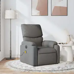 vidaXL Fauteuil de massage inclinable Gris foncé Tissu pas cher