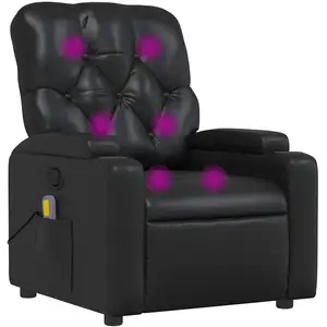 vidaXL Fauteuil de massage inclinable Noir Similicuir pas cher