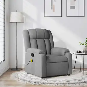 vidaXL Fauteuil de massage inclinable Gris clair Tissu pas cher
