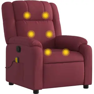 Comparateur de prix : vidaXL Vidaxl Fauteuil De Massage Inclinable Rouge Bordeaux Tissu