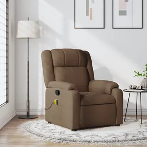 vidaXL Fauteuil de massage inclinable Marron Tissu pas cher
