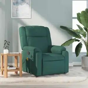 vidaXL Fauteuil de massage inclinable Vert foncé Tissu pas cher