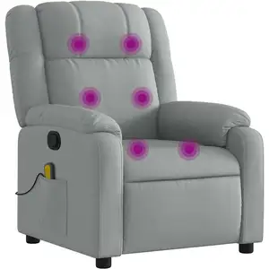 vidaXL Fauteuil de massage inclinable Gris clair Tissu pas cher