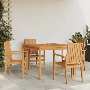 vidaXL Ensemble à manger de jardin 5pcs Bois de teck massif pas cher