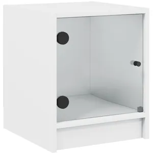 vidaXL Table de chevet avec porte en verre blanc 35x37x42 cm pas cher