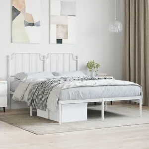 vidaXL Cadre de lit métal avec tête de lit blanc 150x200 cm pas cher
