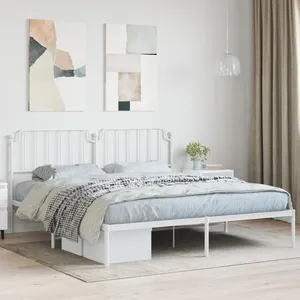 vidaXL Cadre de lit métal avec tête de lit blanc 160x200 cm pas cher