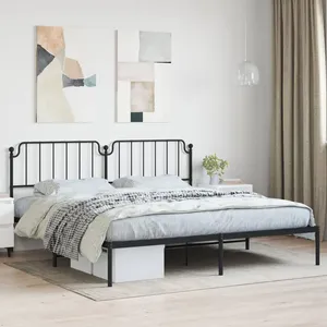 Vidaxl cadre de lit métal sans matelas avec tête de lit noir 193x203cm pas cher
