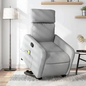 vidaXL Fauteuil de massage inclinable Gris clair Tissu pas cher