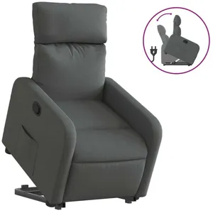 vidaXL Fauteuil inclinable Gris foncé Tissu pas cher